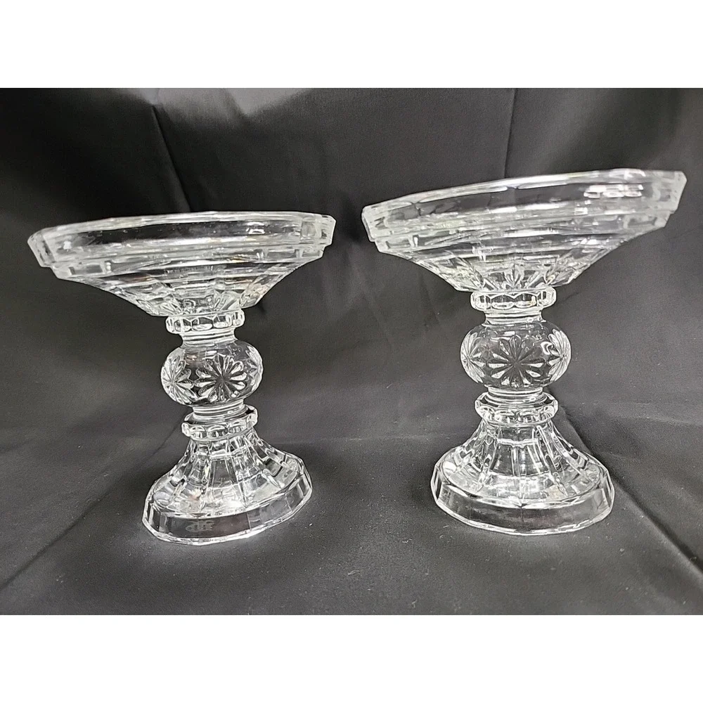 2 Stunning‎ GLASS Ornate CANDLEHOLDER 5